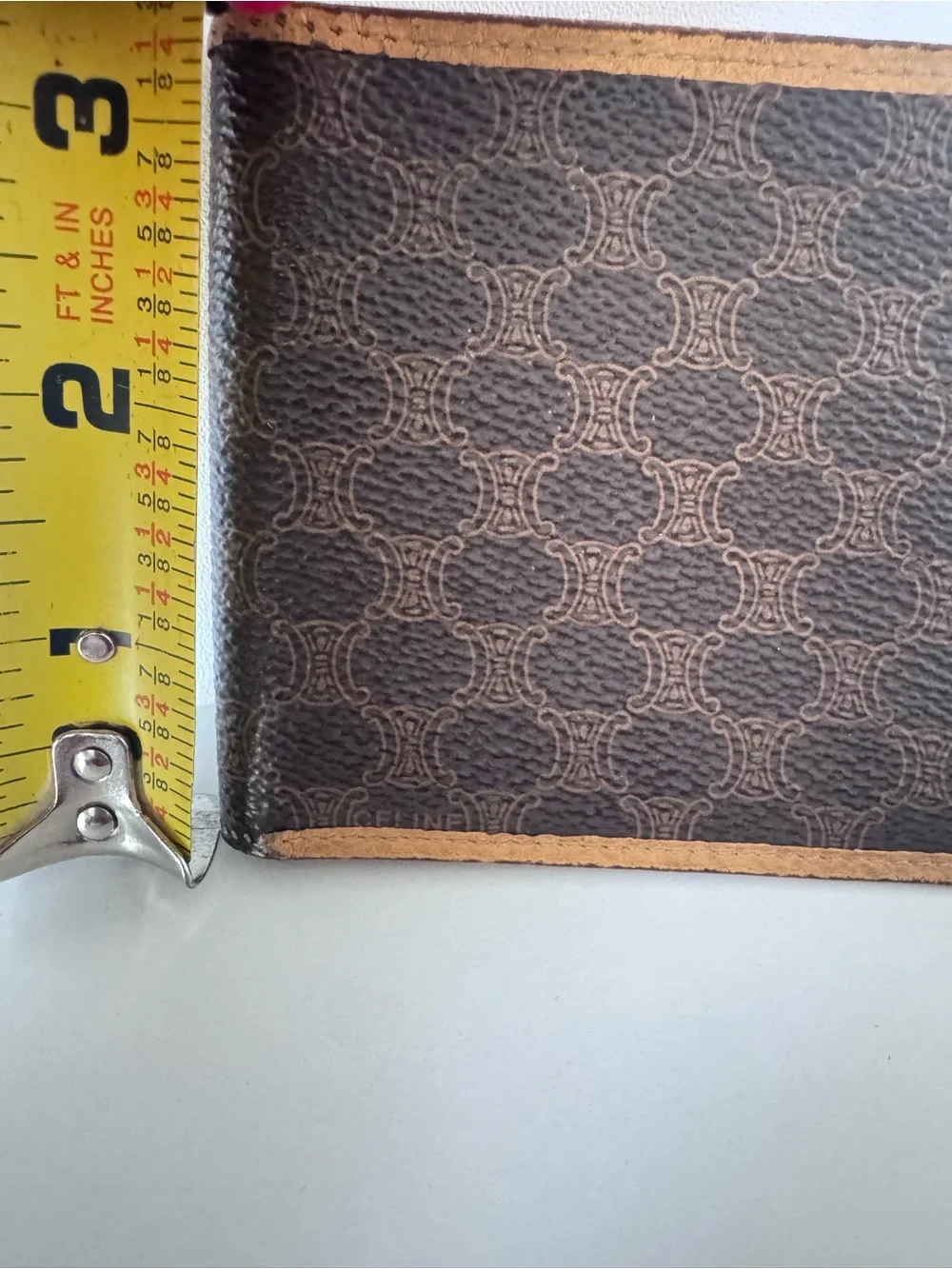 CELINE Authentic Vintage Wallet Macadam Bi Fold in Brown and Tan